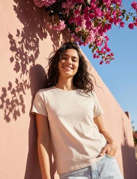 Maglietta in cotone a maniche corte - nude