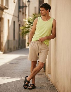Canotta in cotone - verde-giallo