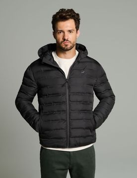 Giacca puffer trapuntata con cappuccio - grigio scuro