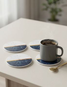 Sottobicchieri con motivo marmorizzato 4 pack - verde acciaio