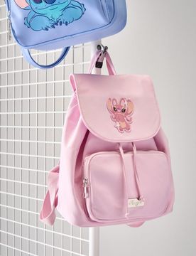 Zaino in nylon con tasca Stitch - rosa pastello