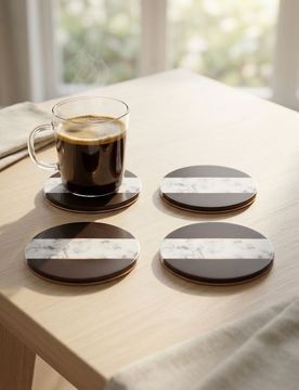 Sottobicchieri con motivo marmorizzato 4 pack - maroon