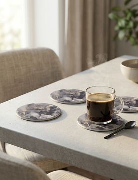 Sottobicchieri con motivo marmorizzato 4 pack - nero