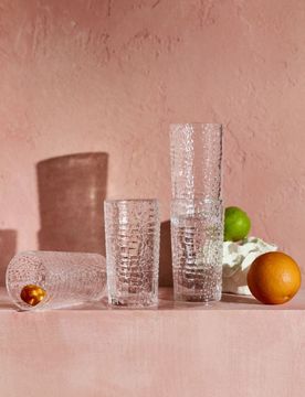Bicchieri con motivo in rilievo 4 pack - clear