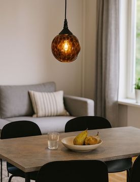 Lampada a sospensione da soffitto in stile retrò con paralume in vetro - marrone scuro