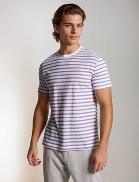 T-shirt in cotone a righe - viola