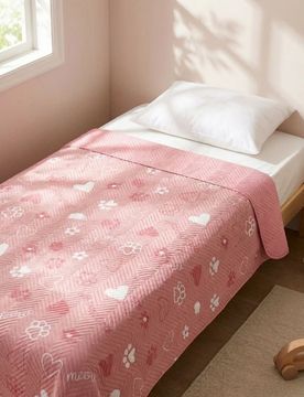 Copriletto con motivo di gatto - rosa