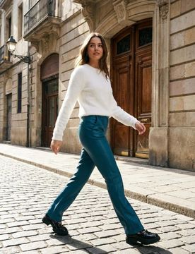 Pantaloni flare - verde petrolio
