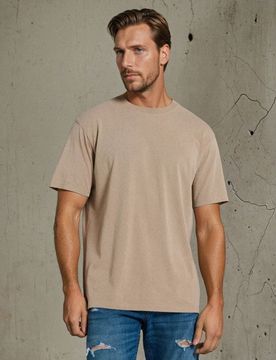 T-shirt in cotone con effetto slavato - beige