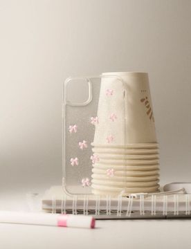 Cover per iPhone 11/XR con motivo a fiocco - rosa