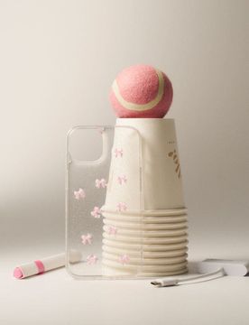 Cover per iPhone 13/14 con motivo a fiocco - rosa