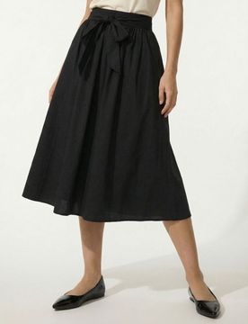 Gonna midi classica con legatura decorativa - nero