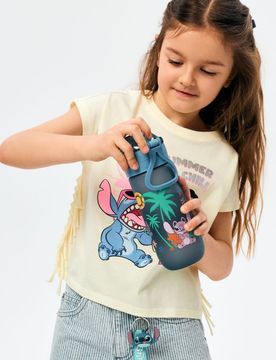 Bottiglia per l’acqua con manico e cannuccia Lilo & Stitch - multicolor