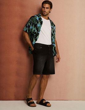 Pantaloncini in denim di cotone - nero