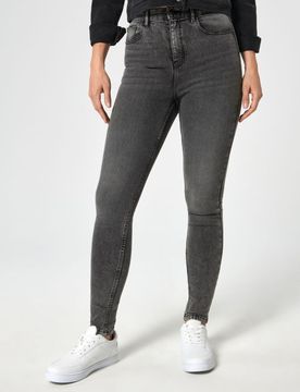 Jeans skinny a vita super alta - grigio