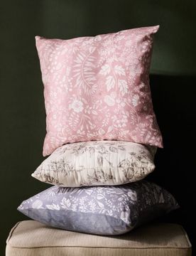 Fodera per cuscino con motivo floreale - rosa pastello