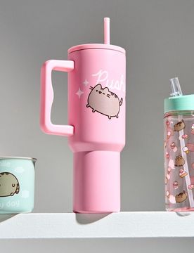 Tazza termica con manico e cannuccia Pusheen the Cat - multicolor