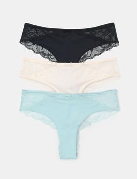 Slip alla brasiliana con pizzo 3 pack - multicolor