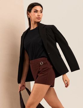 T-shirt in cotone con maniche con risvolto - nero