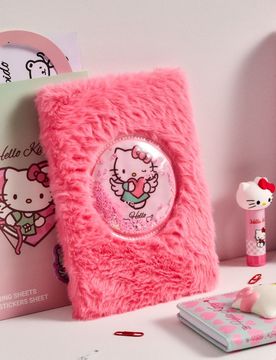 Quaderno con copertura in peluche Hello Kitty - rosa