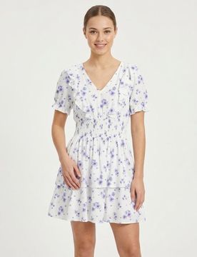 Abito mini con viscosa con stampa floreale - multicolor