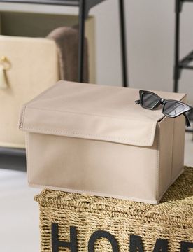 Scatola portaoggetti con coperchio - beige