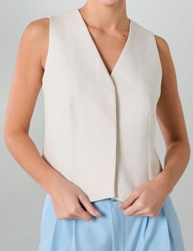Gilet da abito con piega nascosta - panna
