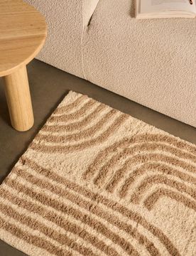 Tappeto tuftato con strisce irregolari - beige
