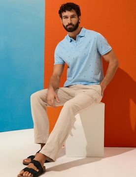 Polo in cotone - blu pallido