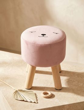 Pouf in velluto con ricamo - rosa pastello