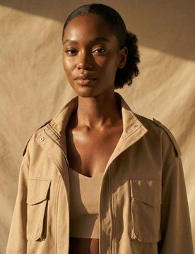 Giacca bomber con colletto alto - beige