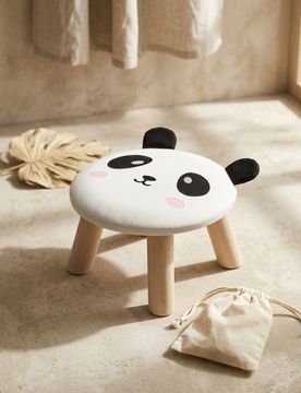 Sgabello con motivo panda - nero