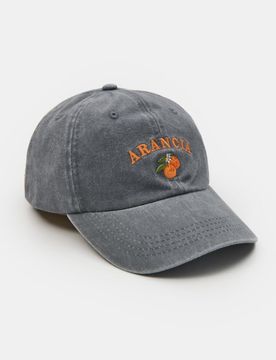 Cappellino con visiera in cotone con ricamo - grigio scuro