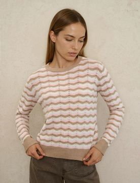 Maglione traforato a righe - multicolor