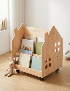 Mensola su ruote a forma di casa - beige