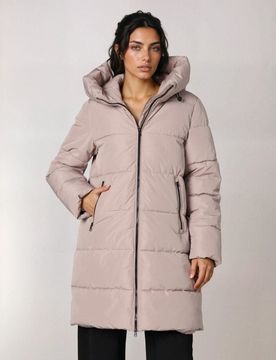 Cappotto trapuntato con cappuccio - beige