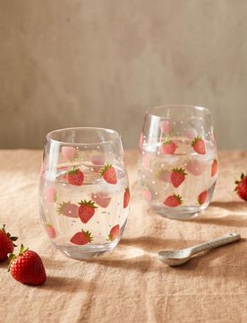 Bicchieri con motivo di fragole 2 pack - rosso