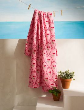 Coperta con motivo ciliegie - rosa pastello