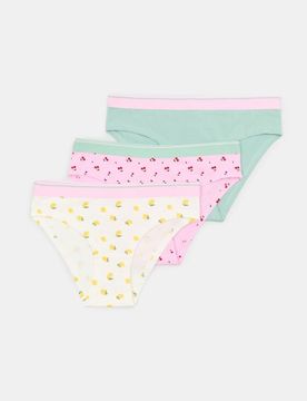 Slip classici in cotone con motivo di ciliegie e limoni 3 pack - multicolor