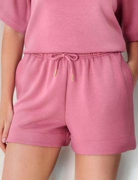 Pantaloncini sportivi con cordino soft touch - malva
