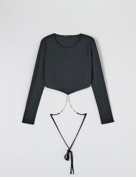 Blusa con allacciatura - nero