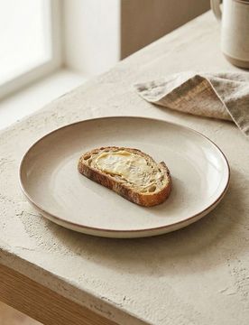 Piatto puntinato con bordo - beige