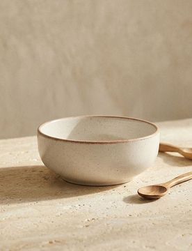Ciotola puntinata con bordo - beige