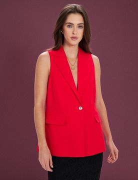 Gilet con miscela di lino - rosso