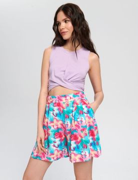 Pantaloncini floreali - tTurchese