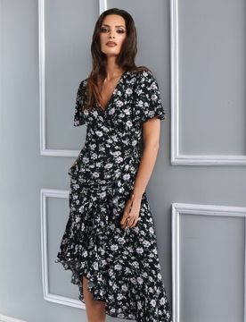 Sinsay - Vestito floreale - nero