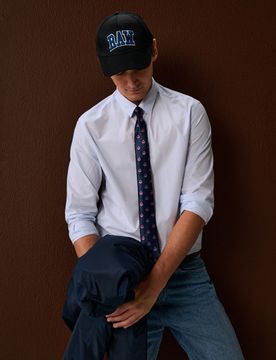 Camicia in cotone a righe - blu pallido