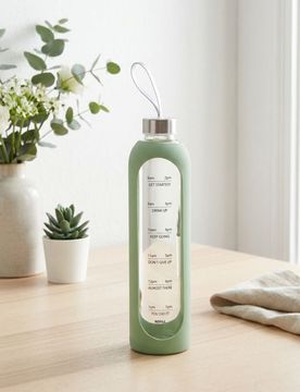 Bottiglia con scala motivazionale - verde pallido