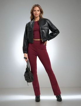 Sinsay - Pantaloni flare - bordeaux