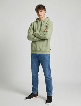 Felpa con cappuccio in misto cotone - verde pallido